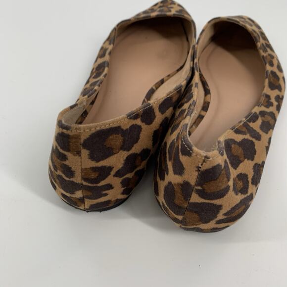 Old Navy Leopard Print Faux Suede Pointed Toe Ballet Flats Size 10 Womens Brown - Picture 3 of 8